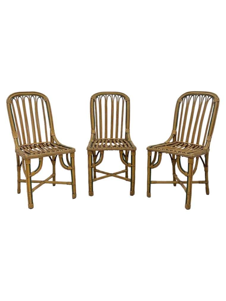 Set of 3 Vintage French Bistro Bamboo Cafe Chairs