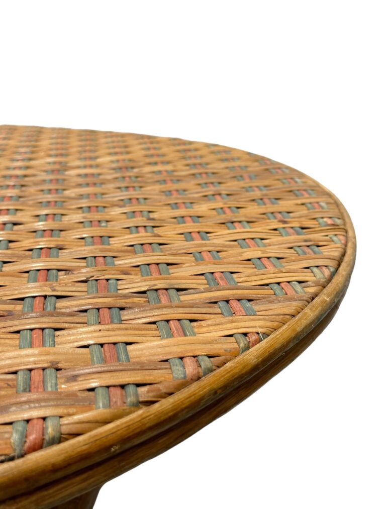 Vintage French Round Woven Bistro Cafe Table - Image 5