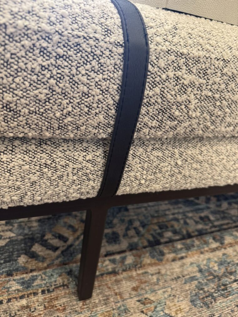 Banded Leather and Upholstered Bench - Image 14