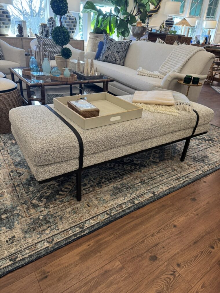 Banded Leather and Upholstered Bench - Image 16