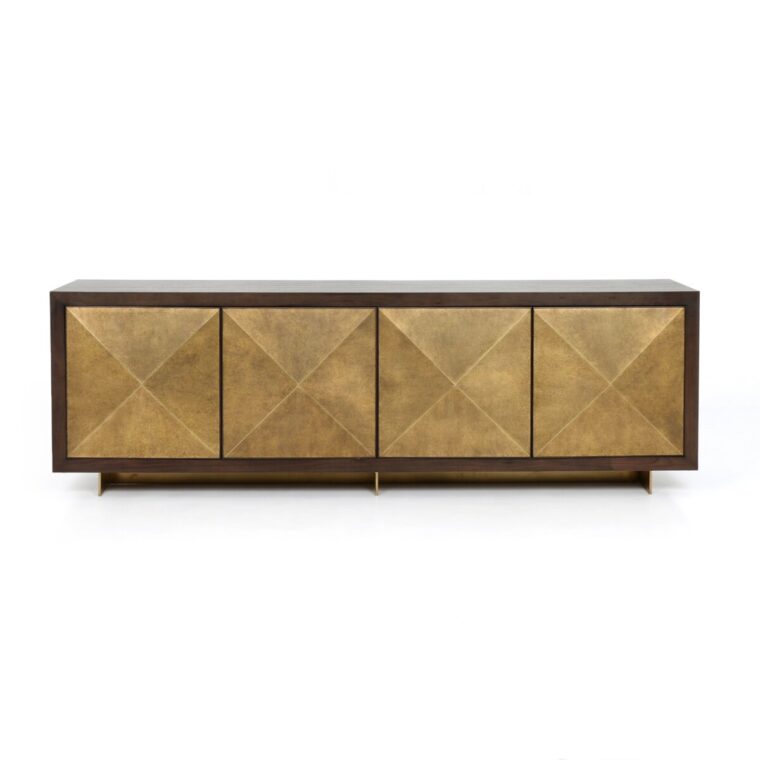 Four Door Brass and Walnut Buffet - Image 2