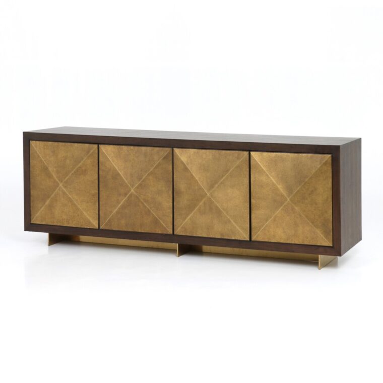 Four Door Brass and Walnut Buffet