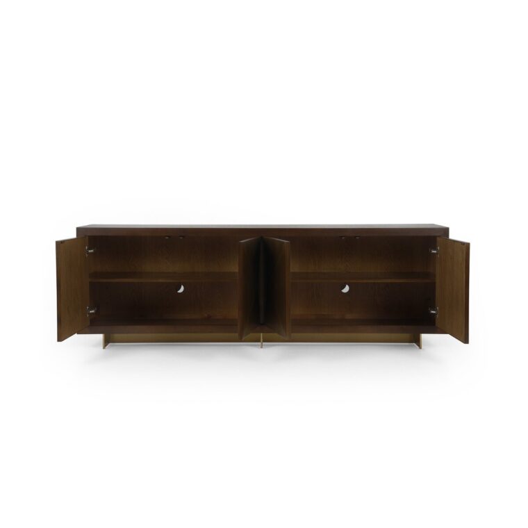 Four Door Brass and Walnut Buffet - Image 6