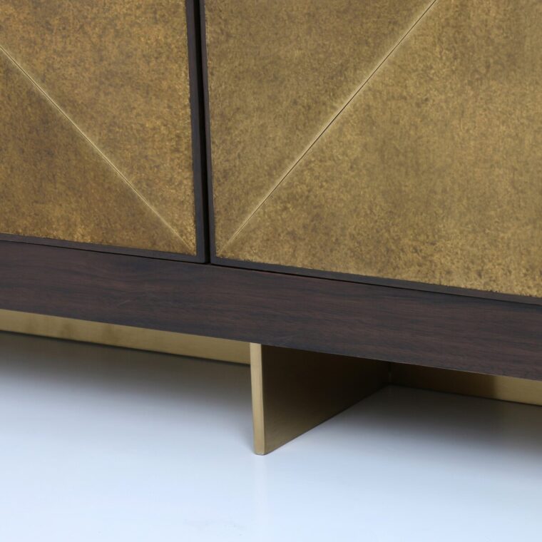 Four Door Brass and Walnut Buffet - Image 3