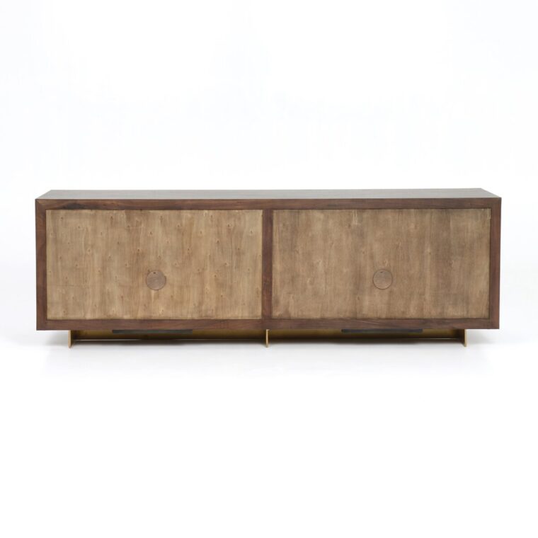 Four Door Brass and Walnut Buffet - Image 4