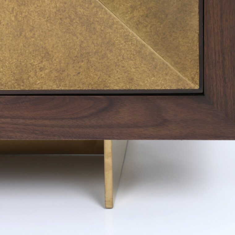 Four Door Brass and Walnut Buffet - Image 8