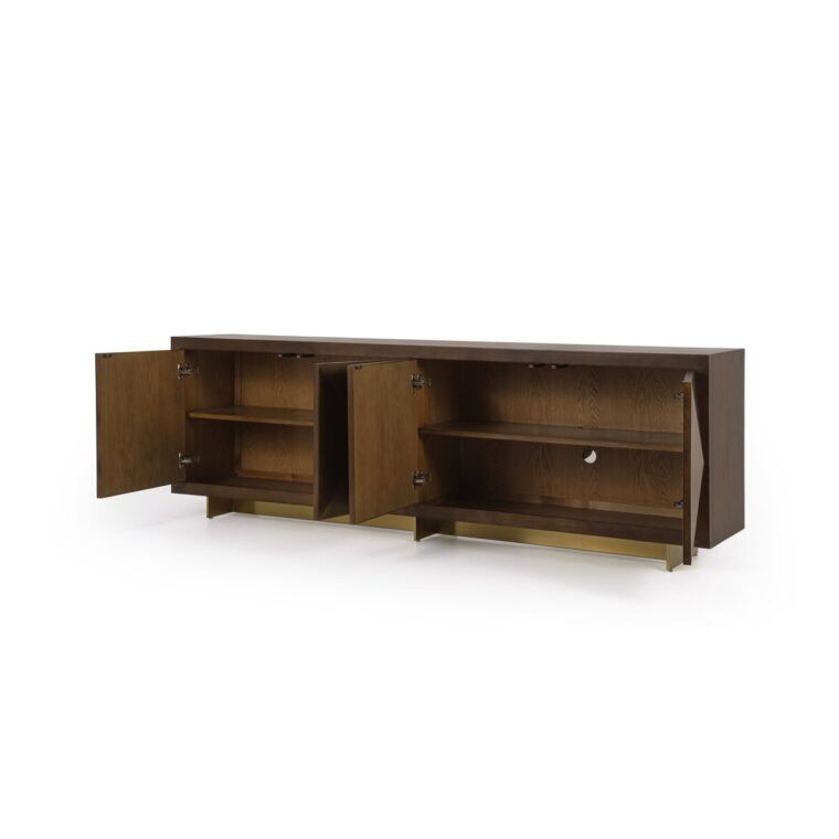 Four Door Brass and Walnut Buffet - Image 5