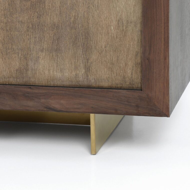 Four Door Brass and Walnut Buffet - Image 10
