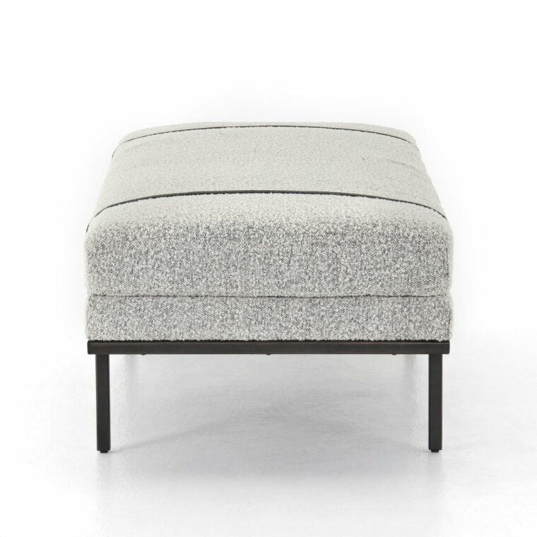Banded Leather and Upholstered Bench - Image 3