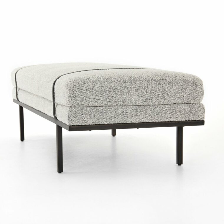 Banded Leather and Upholstered Bench - Image 5