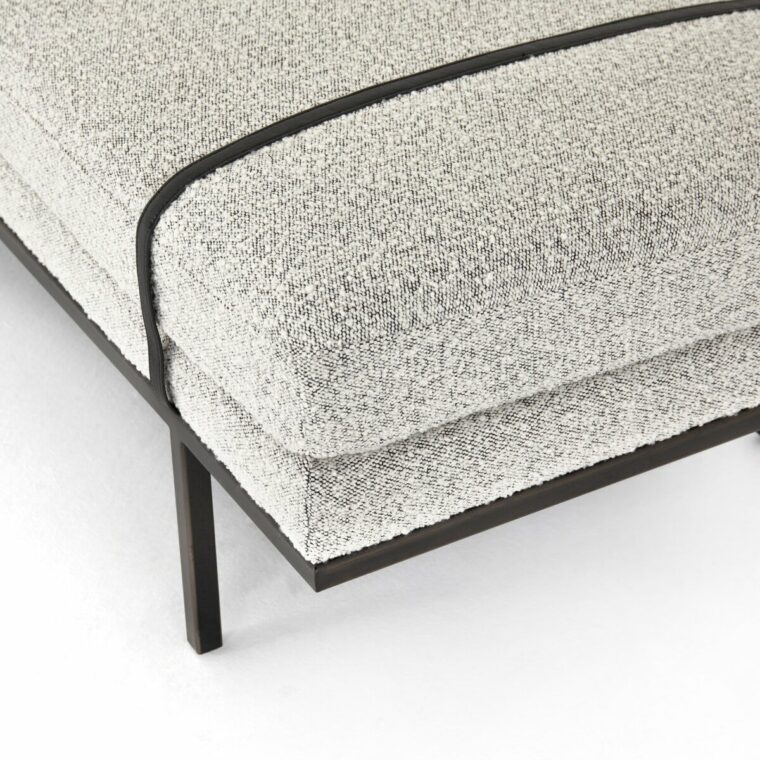 Banded Leather and Upholstered Bench - Image 6