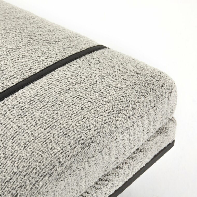 Banded Leather and Upholstered Bench - Image 7