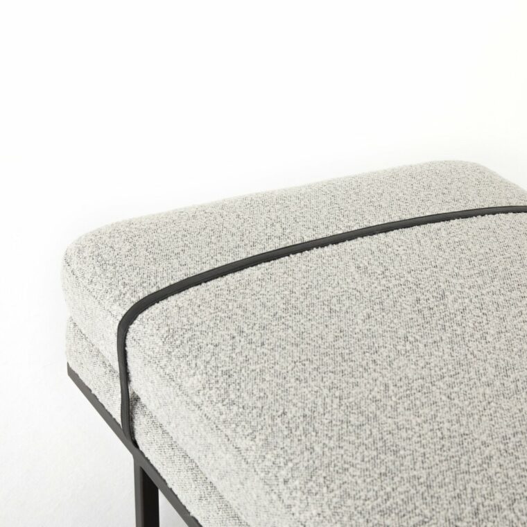 Banded Leather and Upholstered Bench - Image 8
