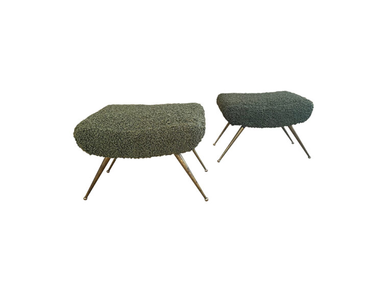 Pair of Mid-Century Italian Upholstered Stools - Image 2