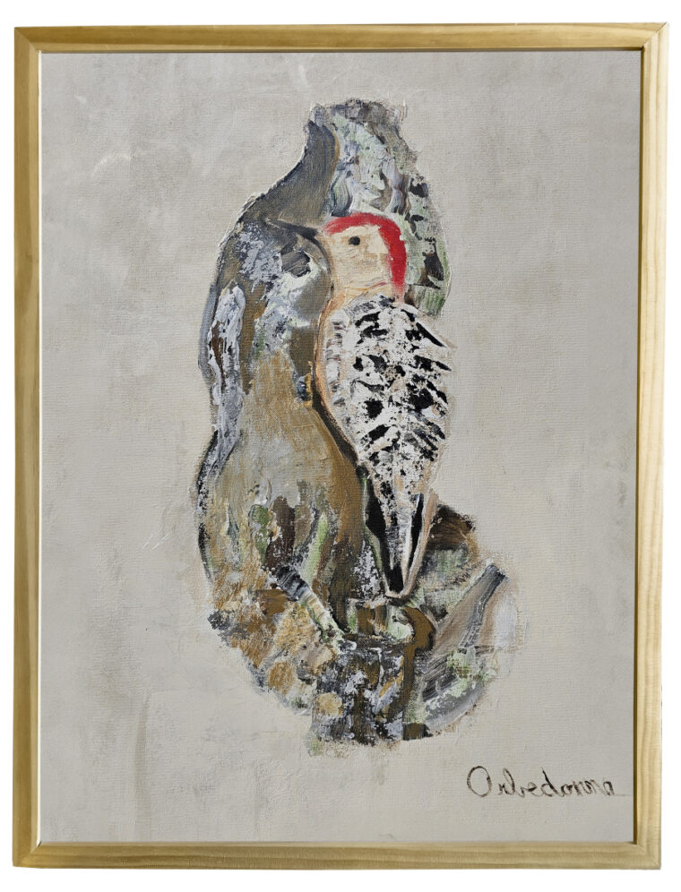 Woodpecker on Bark Original Art