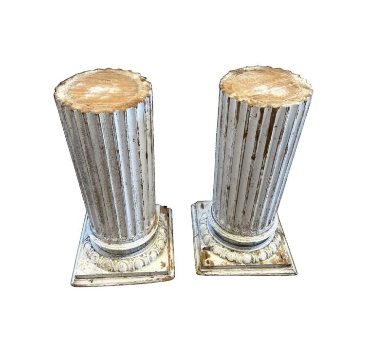 Antique Fluted Painted Wood Column - Image 2