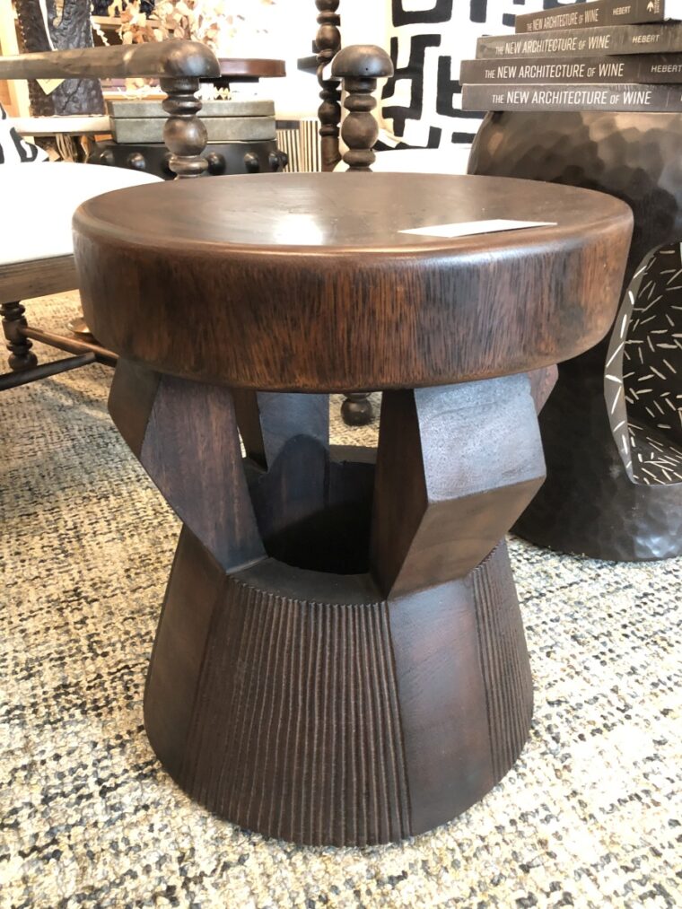 Hand Carved Suar Wood Stool - Image 2