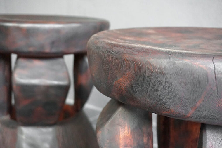 Hand Carved Suar Wood Stool - Image 3