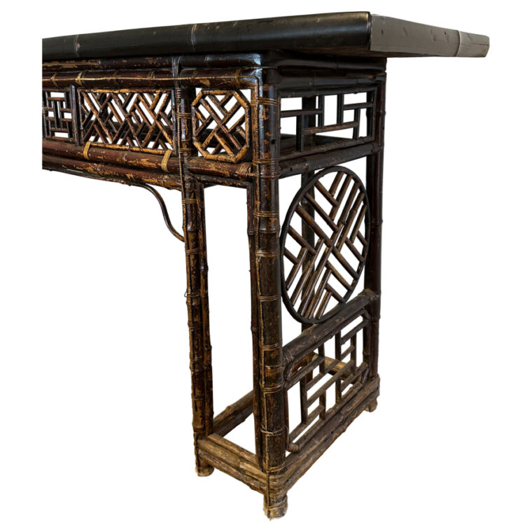 Antique Chinese Altar Tortoise Bamboo Console Table - Image 4