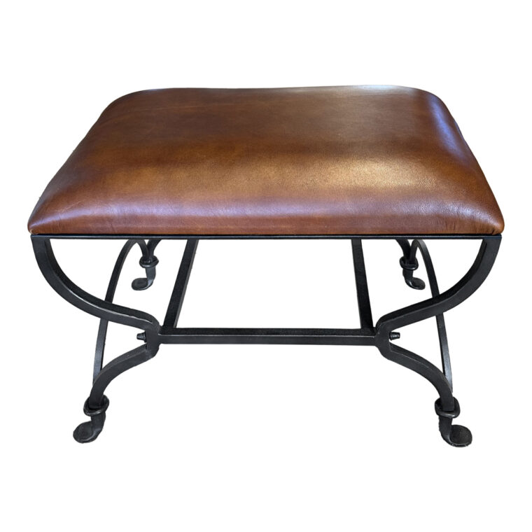 Cornel Iron Bench with Cognac Leather