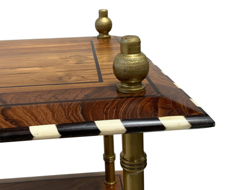 Lancelot Wood, Bone and Brass Three Tier Side Table - Image 3