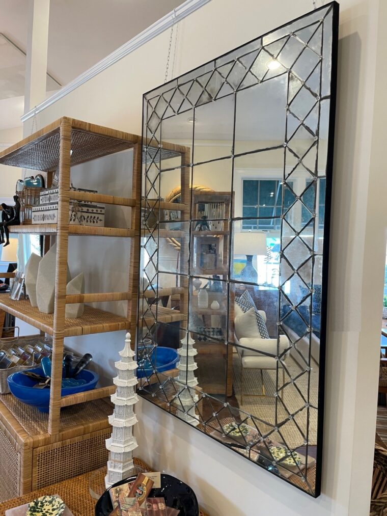 Antiqued Panel Mirror with Antiqued Lattice Edge - Image 3