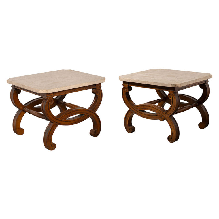 Pair of Vintage Travertine Coffee Tables