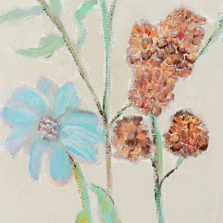 Sage and Button Flowers Original Art - Image 2