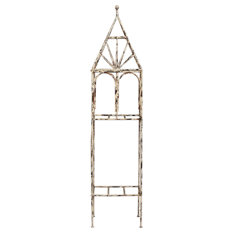 Antiqued Cream Metal Pagoda Style Shelf - Image 2