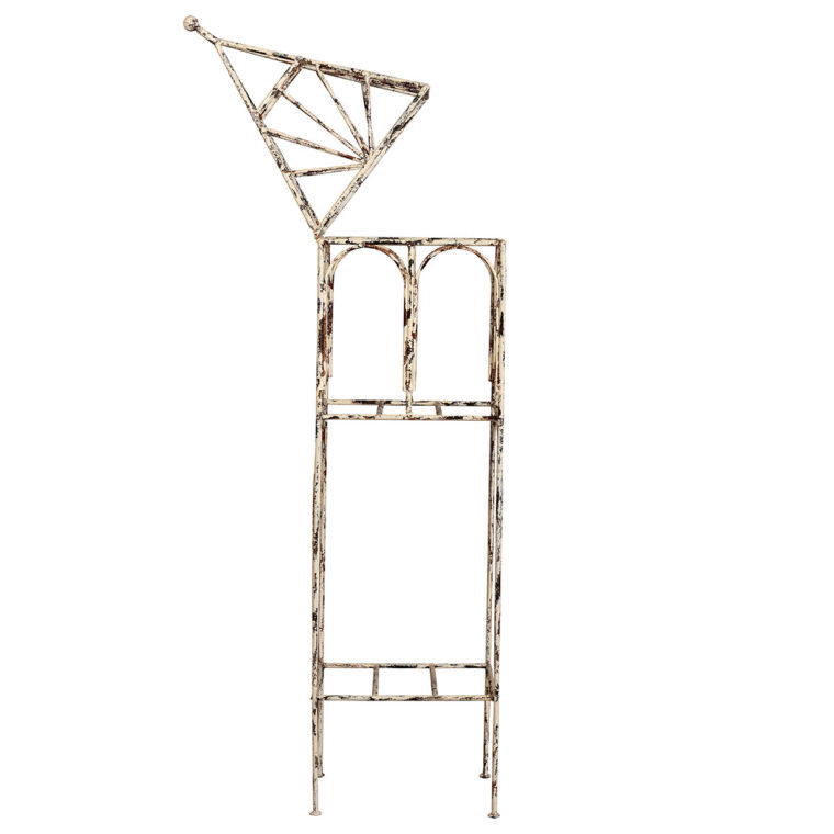 Antiqued Cream Metal Pagoda Style Shelf - Image 3