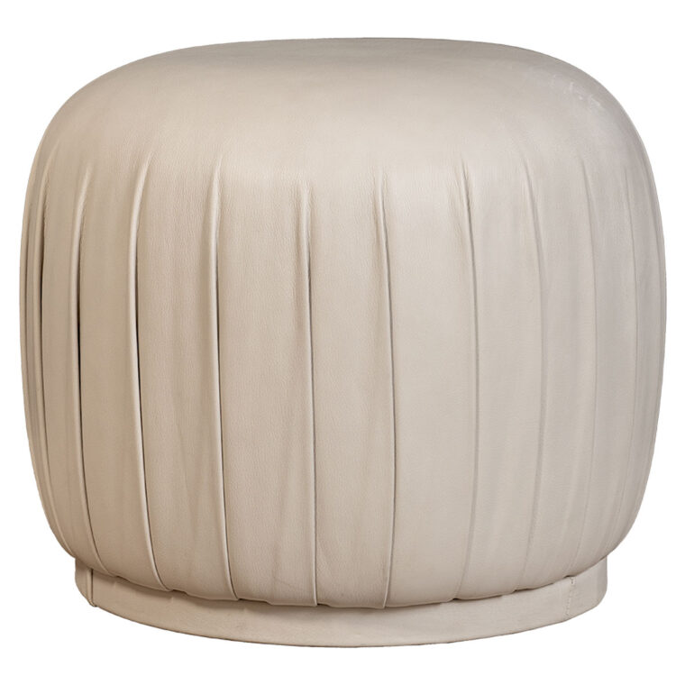 Pleated Buff Leather Ottoman