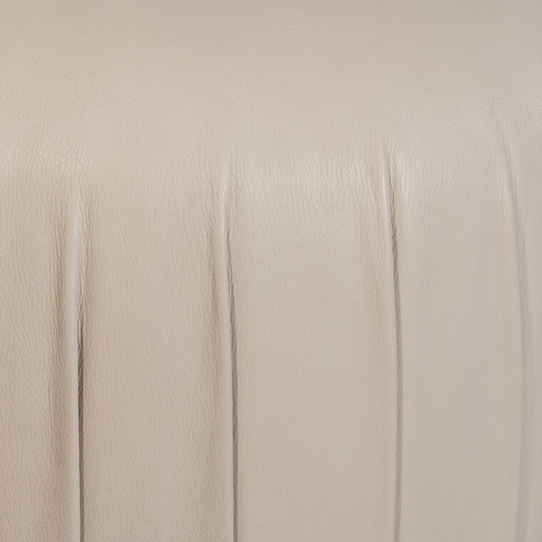 Pleated Buff Leather Ottoman - Image 3