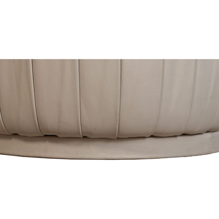 Pleated Buff Leather Ottoman - Image 2