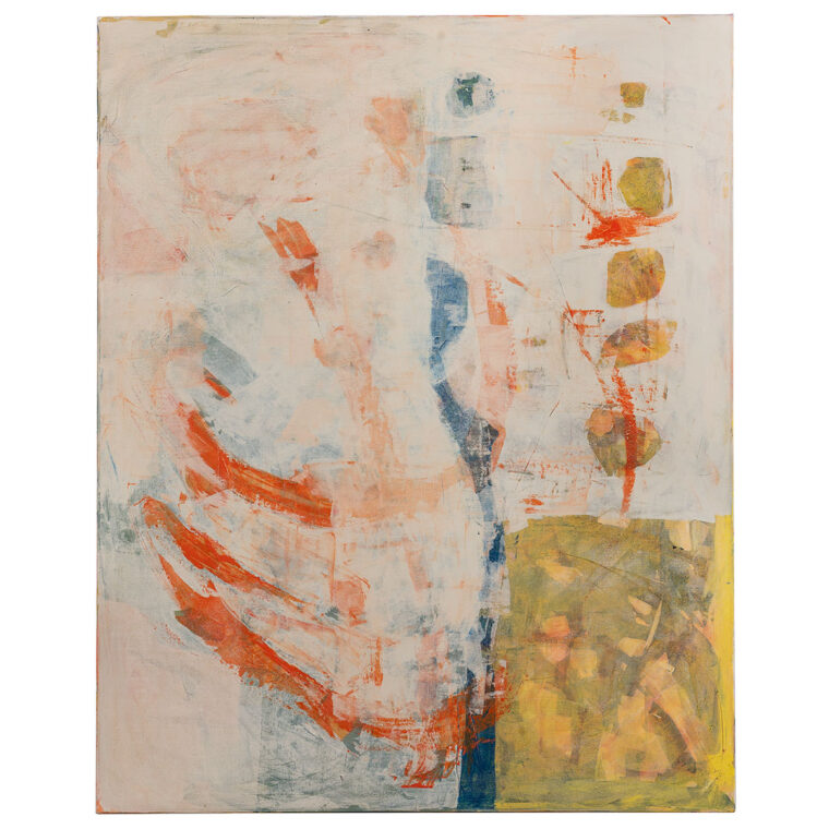 Abstract in Cream, Orange, Blue and Green Original Art