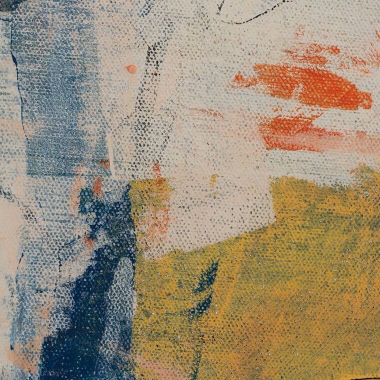 Abstract in Cream, Orange, Blue and Green Original Art - Image 2