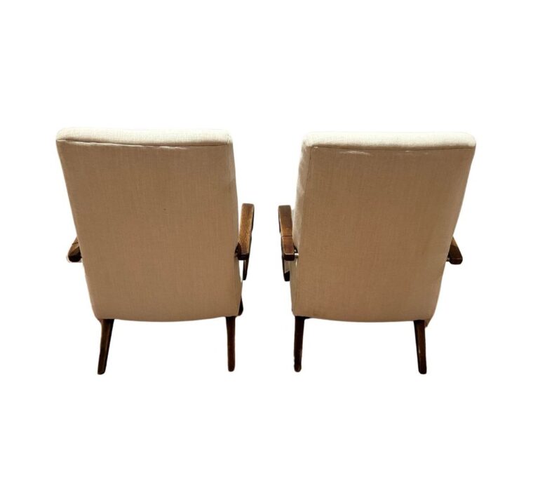 Pair of Antique Exaggerated Curved Wood Armchairs - Image 4