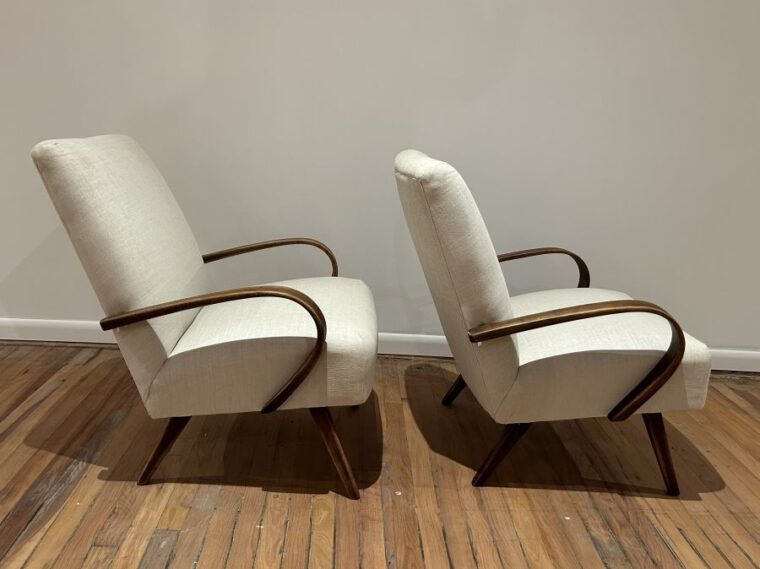 Pair of Antique Exaggerated Curved Wood Armchairs - Image 6