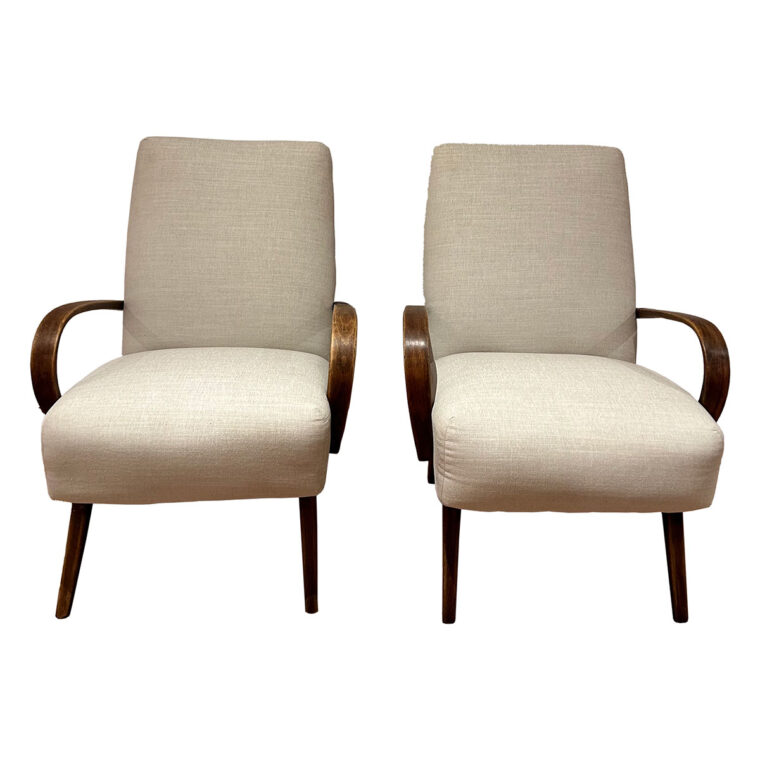 Pair of Antique Exaggerated Curved Wood Armchairs - Image 2