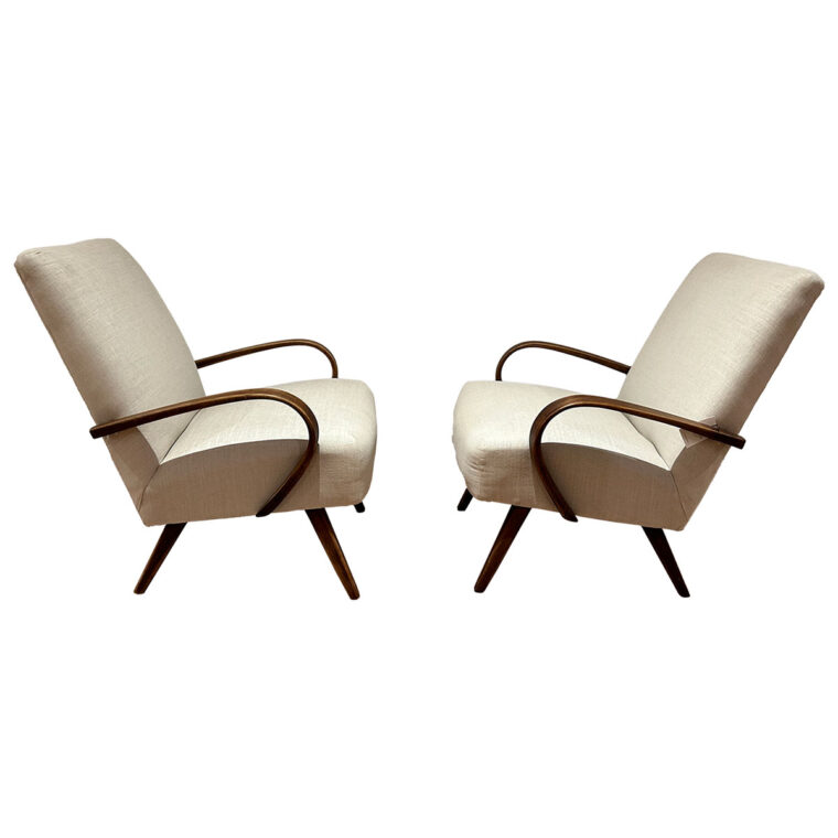 Pair of Antique Exaggerated Curved Wood Armchairs - Image 3