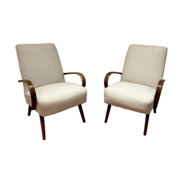 Pair of Antique Exaggerated Curved Wood Armchairs