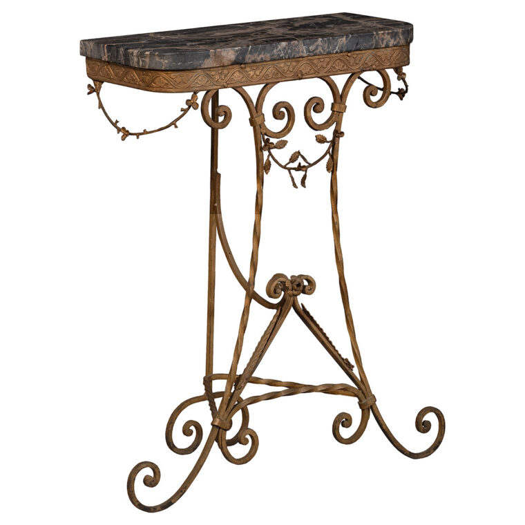 Antique French Marble and Gilded Iron Console - Image 2