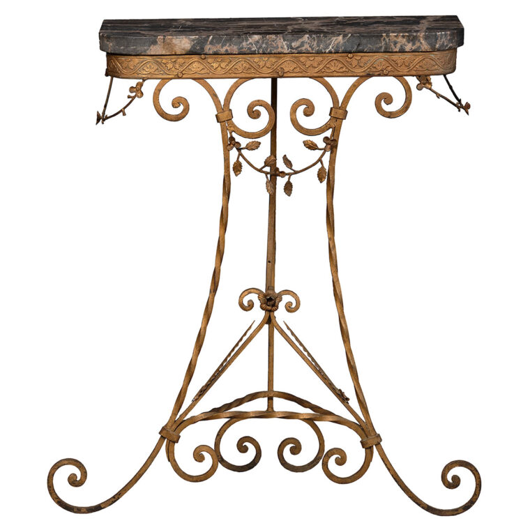 Antique French Marble and Gilded Iron Console