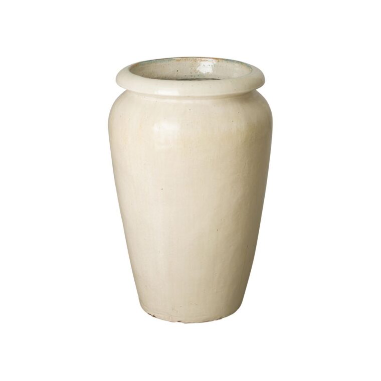 Distressed Cream Tall Ceramic Planter