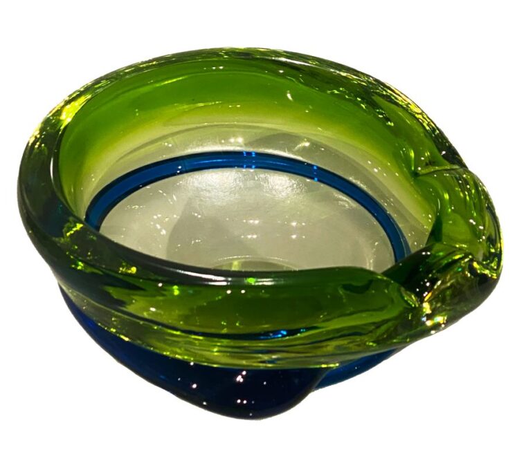 Vintage Blue and Green Murano Glass Cigar Ashtray