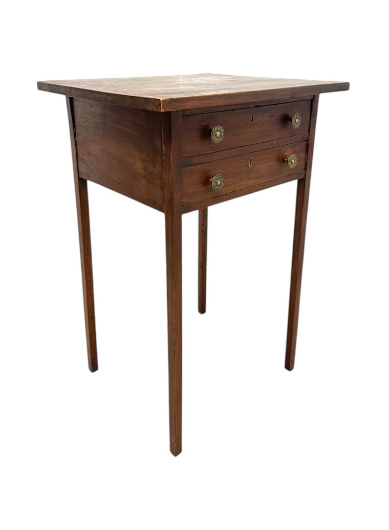Antique Two Drawer Wood Side Table - Image 2