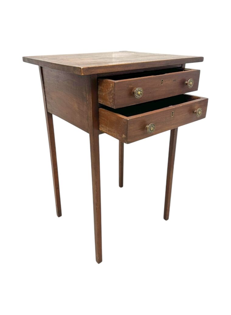 Antique Two Drawer Wood Side Table - Image 5
