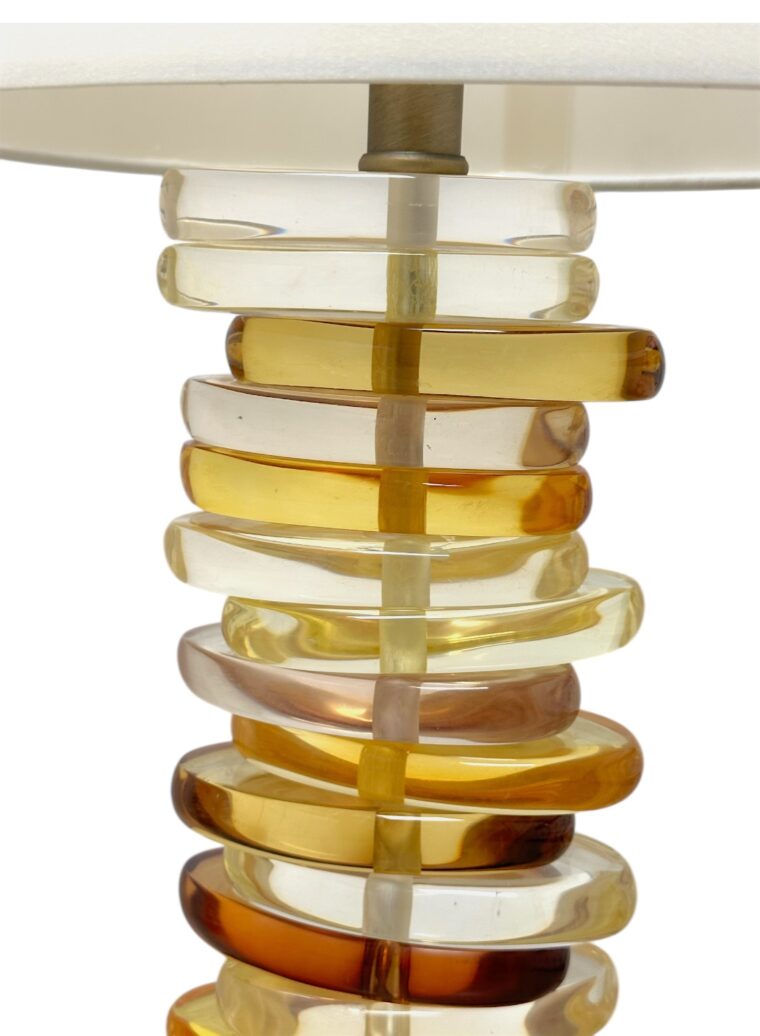 Vintage Pair of Stacked Lucite Table Lamps - Image 3