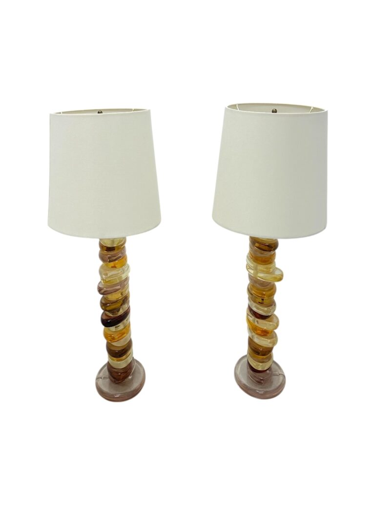 Vintage Pair of Stacked Lucite Table Lamps - Image 2