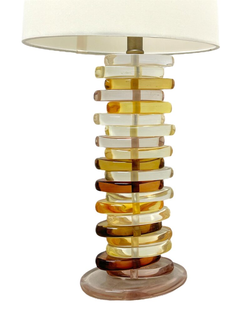 Vintage Pair of Stacked Lucite Table Lamps - Image 4