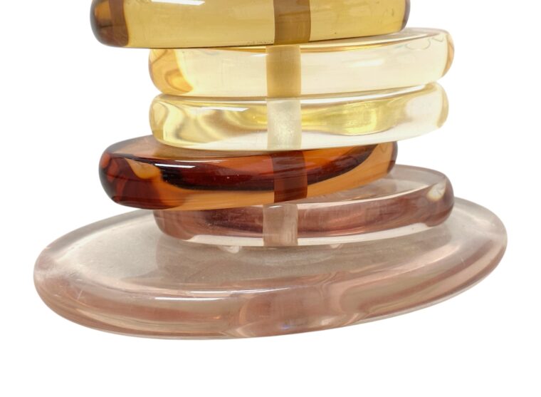 Vintage Pair of Stacked Lucite Table Lamps - Image 5